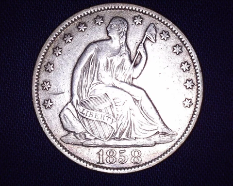 Very Nice 1858 O  Seated Liberty Half Dollar Great Detail V-1 Resumed # S175 Cover