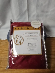 Superior 800 Thread Count Egyptian Cotton Pillowcase Set of 2, Burgundy - Picture 1 of 9