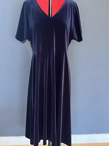 Navy Velvet Feel M And S Dress - Size 14. - Picture 1 of 3