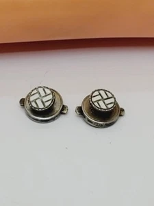 Rare H.A. Set/ 2 Sterling Enamel Button Stud Victorian Shirt Collar Buttons (63) - Picture 1 of 6