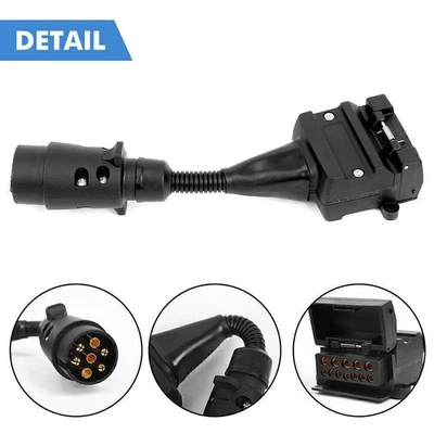 7 Pin round Male Plug to 12 Pin Female flat Caravan Car Trailer Adaptor Plug AU - image 1 of 4