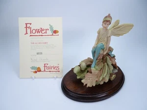 Danbury Mint Flower Fairies Figurine The Acorn Fairy With Wooden Base 1988 - Picture 1 of 17
