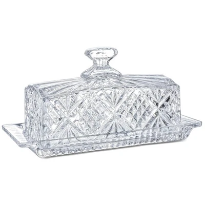 Crystal Covered Butter Dish,8Inch Classic Glass 2-Piece Design Butter Keeper wit - Image 1 of 4