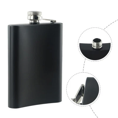 Hip Flask 6/8oz Accessories Whiskey Bourbon Brandy Camping Hunting Black - Image 1 of 4
