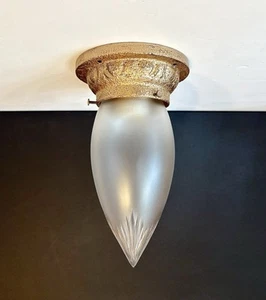 Lámpara de techo antigua esfera de hierro fundido Mission Tudor Arts de principios de 1900 de los años 20 de colección - Imagen 1 de 21