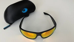 Costa Del Mar Reefton GOLD Mirror 580P Matte Black Frame Sunglasses -Great Cond - Picture 1 of 12