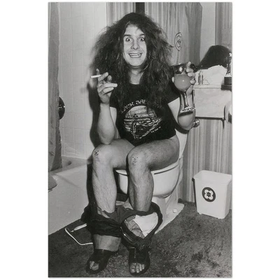 Rockstar on Toilet Poster 80s Vibes Fun Black and White Print - Image 1 of 3