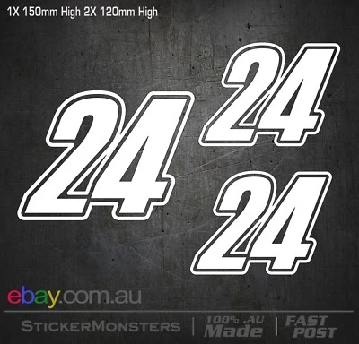 3X Custom Race Numbers Decals/Stickers 2x120H 1X150H Bike Motorbike Gokart Car  - Image 1 of 4