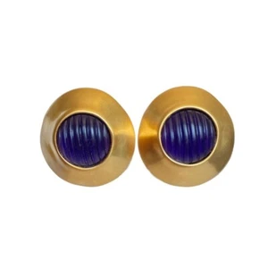 Anne Klein Couture very rare blue maximalist statement vintage 1980s earrings - Picture 1 of 5