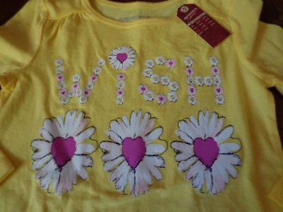 Camiseta gráfica ARIZONA JEAN Co. niña nueva con etiquetas talla S (4) amarilla LS Wish Hearts & Daisies Foto 1 de 4