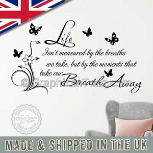 Pegatina de pared familiar inspiradora Moments Take Our Breath Away cita decoración del hogar - Imagen 1 de 15