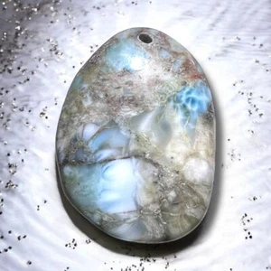 Larimar Crystal Cabochon Pendant For Jewelry Making - Picture 1 of 10