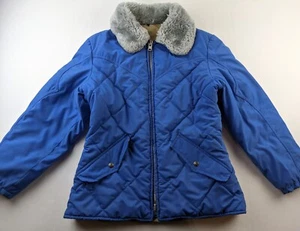 Vintage Schott Damen L blau Puffer Mantel gesteppt gefüttert Talon Full Zip klassisch - Bild 1 von 15