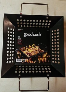 Good Cook Square BBQ Grill Wok - Black, Bottom and Sides Holes, non-stick - Picture 1 of 3