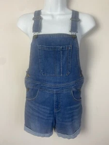 Crazy 8 Girls Roll Cuff Denim Shortalls Size 12 - Picture 1 of 4