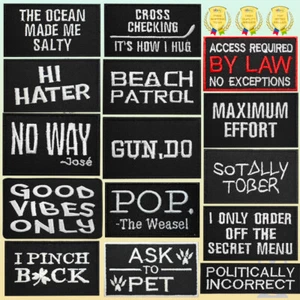 Palabras Eslogan Letras Mensaje Parche Bordado Hierro Sobre Costura En Parche Insignia - Imagen 1 de 40