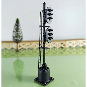 1 x HO scale model railroad 2 heads 3 + 3 aspects block signal LED made #K33SpBK - Picture 1 of 5