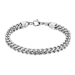 Herren silberfarben poliert Edelstahl quadratisch Weizenkette Armband Armband - Bild 1 von 11