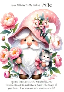NEW 'Happy Birthday my Darling Wife' Large A4 Card for Her Him Wife Female Male - Imagen 1 de 3