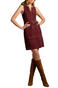 Trina Turk Wine Country Sultana Belted Suede Mini Dress Leather Size 8 New - Picture 1 of 12