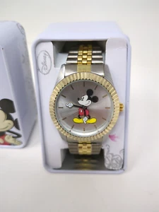 Mickey Mouse Disney Accutime Silber & Gold Bicolor Armbanduhr MK8021CV - Bild 1 von 8