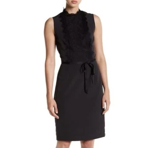 Alexia Admor Black Lace Detail Dress Womens Size M Party Cocktail Preppy Career - Picture 1 of 12