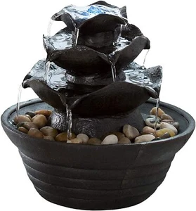 【NEW】PURE GARDEN THREE TIER CASCADING TABLETOP FOUNTAIN WITH LED LIGHTS (50-140) - Picture 1 of 9