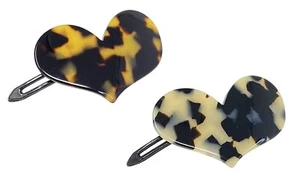 Fermagli per capelli French Amie Cupid Hearts piccoli in celluloide senza metallo a scatto - 2 pezzi - Foto 1 di 29