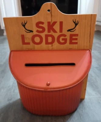 Ski Lodge Metal & Wood Mailbox Rustic Decorative Wall Decor - Image 1 of 4
