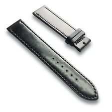20mm NOMOS Black Genuine Horween Shell Cordovan Leather Watch Band Strap - Flat 