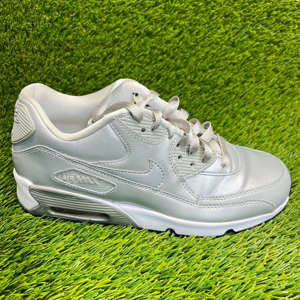 Nike Air Max 90 SE Niños Talla 7Y Plateado Blanco Informal Cuero Zapatos Tenis Foto 1 de 4