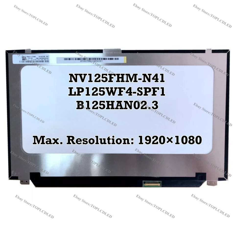 NV125FHM-N41 Fit LP125WF4-SPF1 B125HAN02.3 12.5" IPS FHD LCD Screen 30 Pin - Image 1 of 1