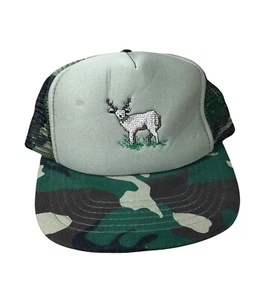 VTG We Cover The World Camouflage Foam Trucker Embroidered Deer Hat - Picture 1 of 6