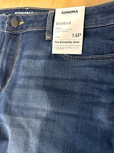 Sonoma Women Mid-Rise Bootcut Jeans Blue Petites 14P (34 x 27) - Picture 1 of 5