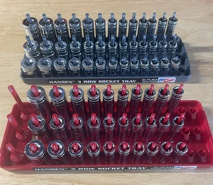 GearWrench 1/4” Metric & SAE Shallow Mid Deep 6 pt Sockets w/ Hansen Trays - Picture 1 of 9