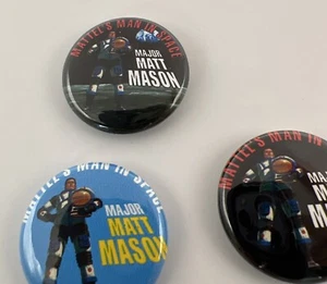 Mattel’s Man In Space Pinback Buttons Set 3 verschiedene Pins Major Matt Mason - Bild 1 von 10