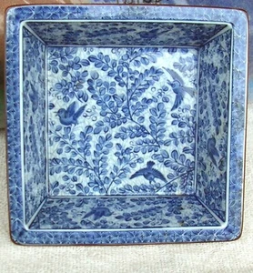Tazón de pájaro azul y blanco chino del siglo XIX, firmado, excelente - Imagen 1 de 12