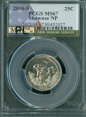 2016 S SHAWNEE FLAG QUARTER PCGS MS67 MAC FINEST GRADE & PL  * - Image 1 of 2