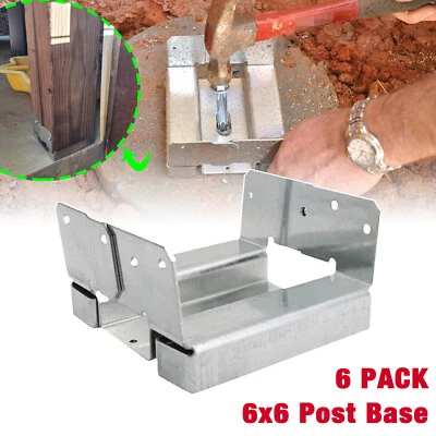 NIXFACE 6 packs Adjustable Post Base ABA66Z ZMAX kit for Porch Railings, Mailbox Posts