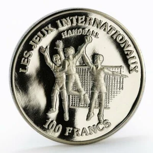 Congo 100 francs International Games series Handball proof nickel coin 1984 - Picture 1 of 6