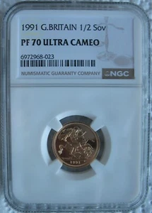 Great Britain 1991 Gold 1/2 Sovereign NGC PF-70 Ult.Cameo - Picture 1 of 3