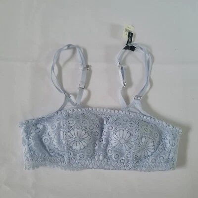 Aerie Real Power Wireless Padded Lace Bra Floral Blue Size 32A - Image 1 of 4