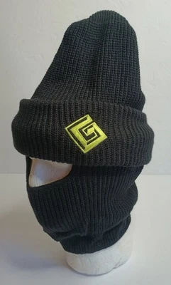 GNU Vintage Años 90 Y2K Gorro Con Máscara Facial Negro Verde Logo Snowboard EE. UU. Nuevo Foto 1 de 4