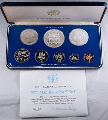 1975 Jamaica 8 Coin Silver Proof Set COA ASW 1.8772  - Image 1 of 4