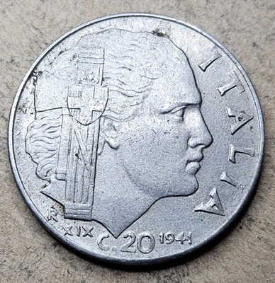 Italia 1941 20 Centesimi - Moneda Acero Inoxidable - Italiana - Moneda Mundial Foto 1 de 2