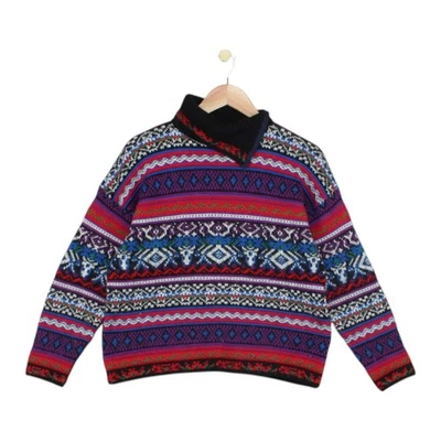 Vintage Striped Jumper Womens Size 12 Multicoloured Made In Italy High Neck - Image 1 of 4