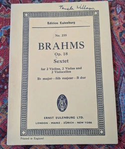Brahms String Sextet Op 18 in B flat major Miniature Score  Eulenberg - Picture 1 of 3