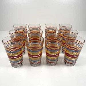 Libbey Fiestaware 16 Oz. Tumblers Set Of 12 Fiesta Multi Color Stripes - Picture 1 of 7