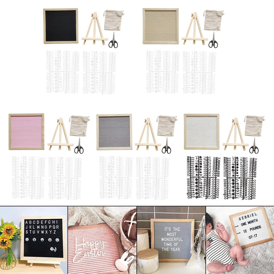 Felt Letter Board Desk Ornament Decorative Wood Frame Bulletin Board with Stand - Image 1 of 1