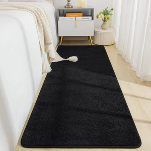 Weiche Läufer Teppiche für Schlafzimmer 2x6, rutschfest 2' x 6' (Läufer), schwarz - Bild 1 von 6